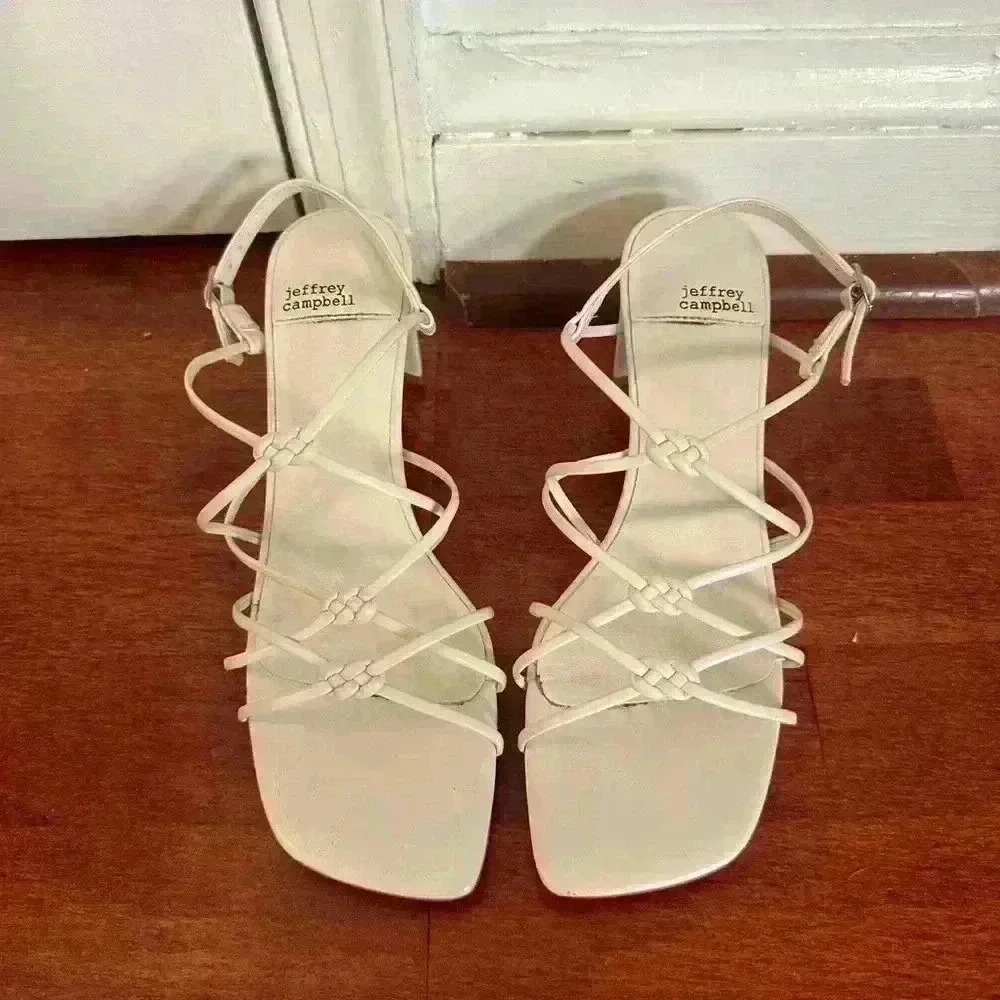 Jeffrey Campbell Cream Strappy Sandals